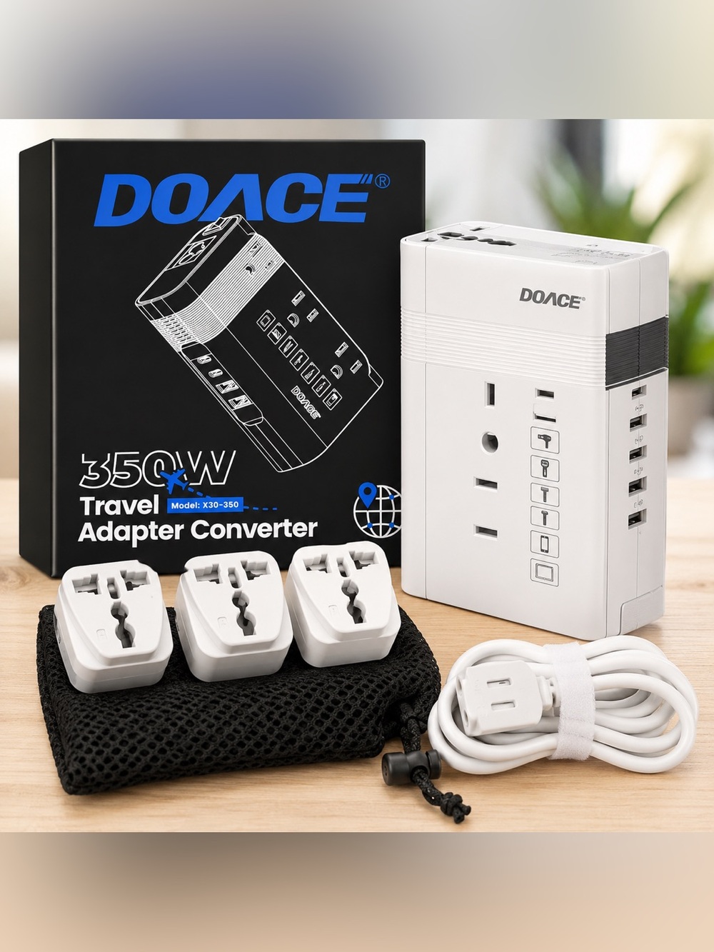 DOACE 350W Travel Voltage Adapter Converter Universal International Adapter Kit